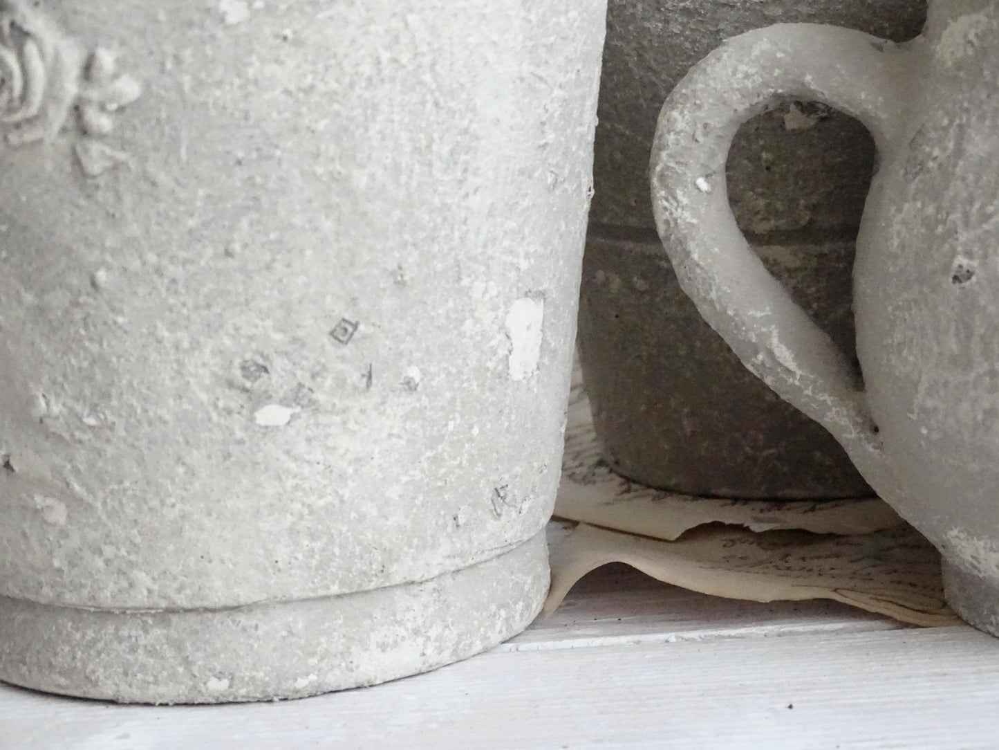 Distressed Gray Ceramic Plant Pot Stone Effect, Textured Planter, Flower Pot Clay Ornaments, Indoor Gardening, Rustic Pottery Vase