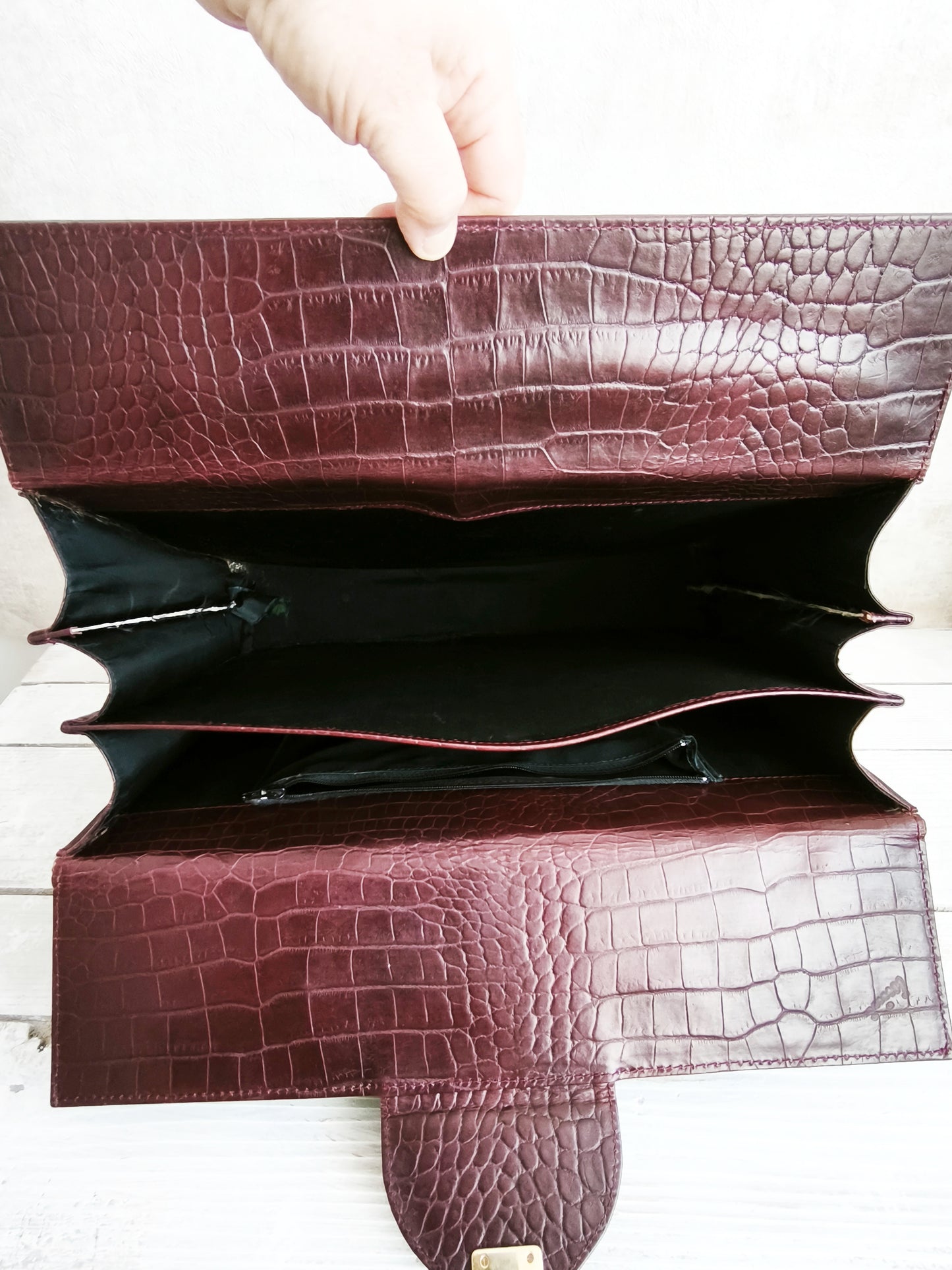 Maroon Embossed Leather Briefcase, Attache Case, Office Business Bag, Laptop Coach Briefcase, Notebook Bag, Portfolio Messenger Bag