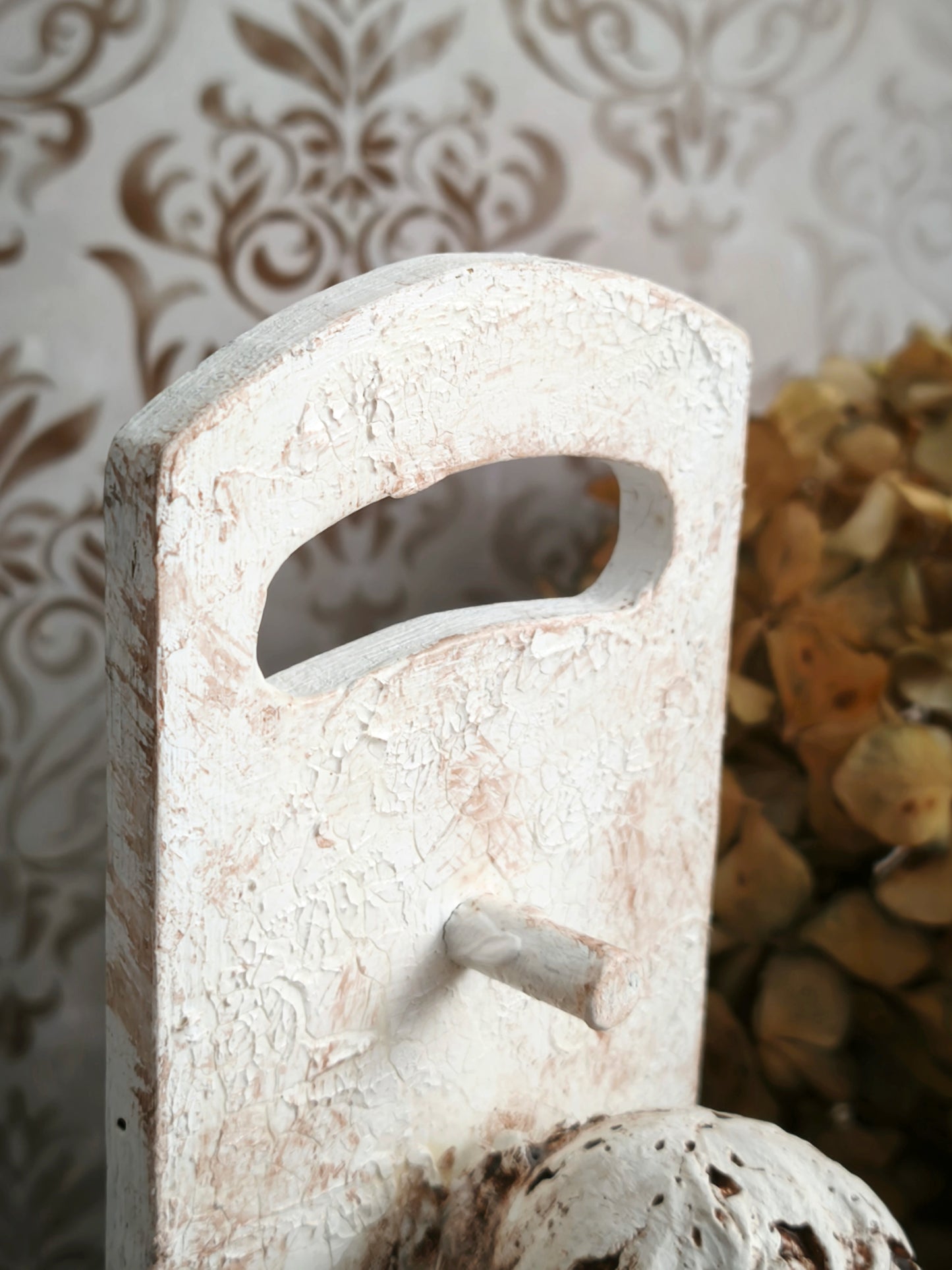 Plaster Cherub Sculpture on Stand, Chalkware Angel Statue