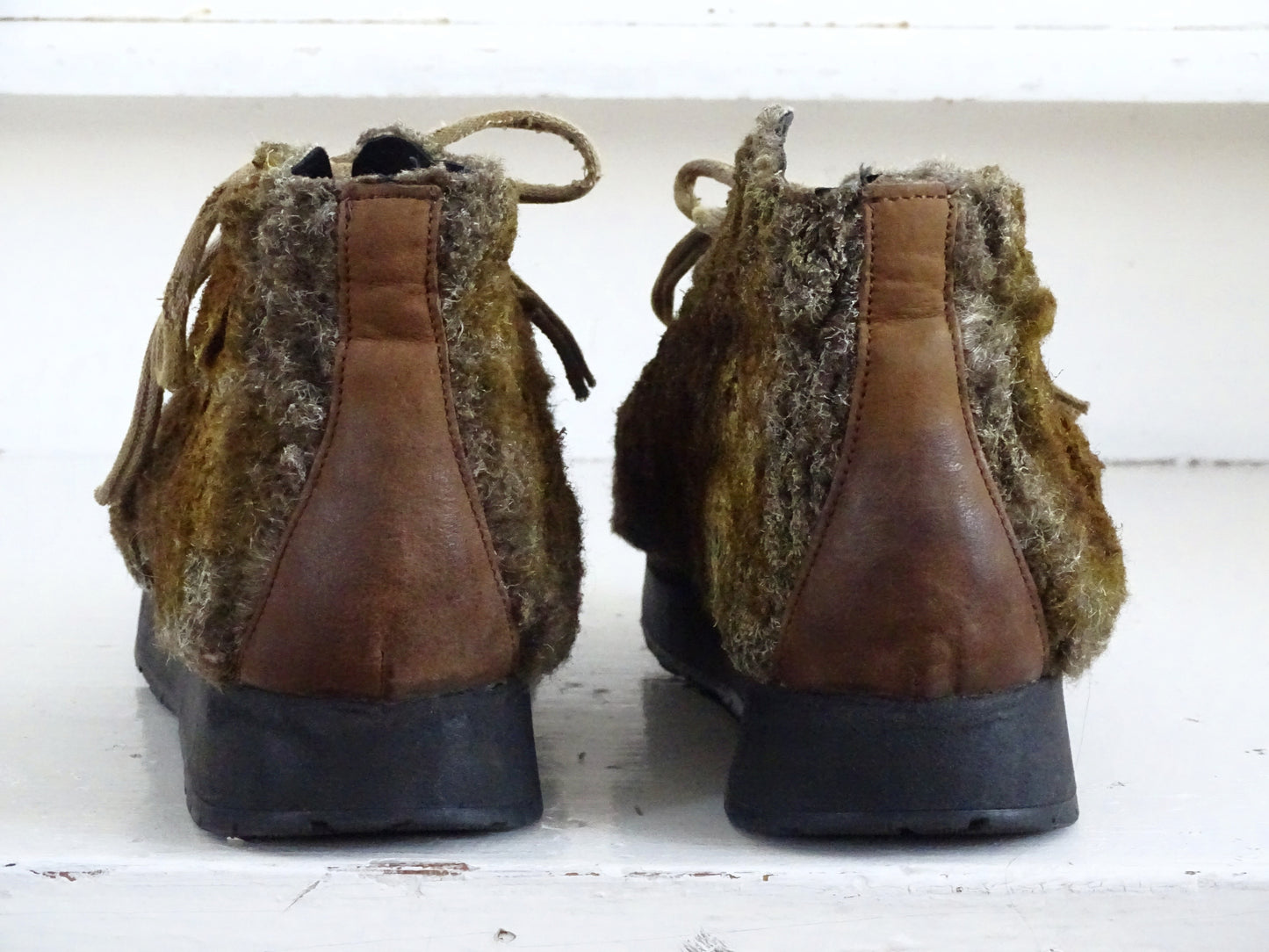 Papucei Leather Designer Shoes Sheep Fur, Chunky Shoes, Ankle Lace Up Boots, Booties, Shoes Women Men, US 9 EU 40 UK 6.5