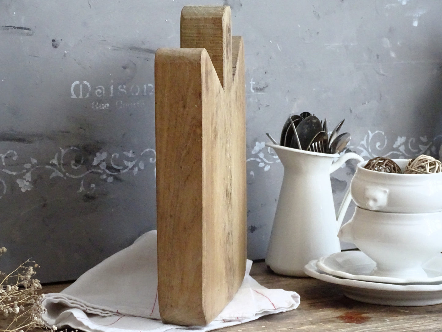 Rustic Chef Board, Herbs Chopping Board Handled, Butchers Block, Wooden Bread Or Cutting Board