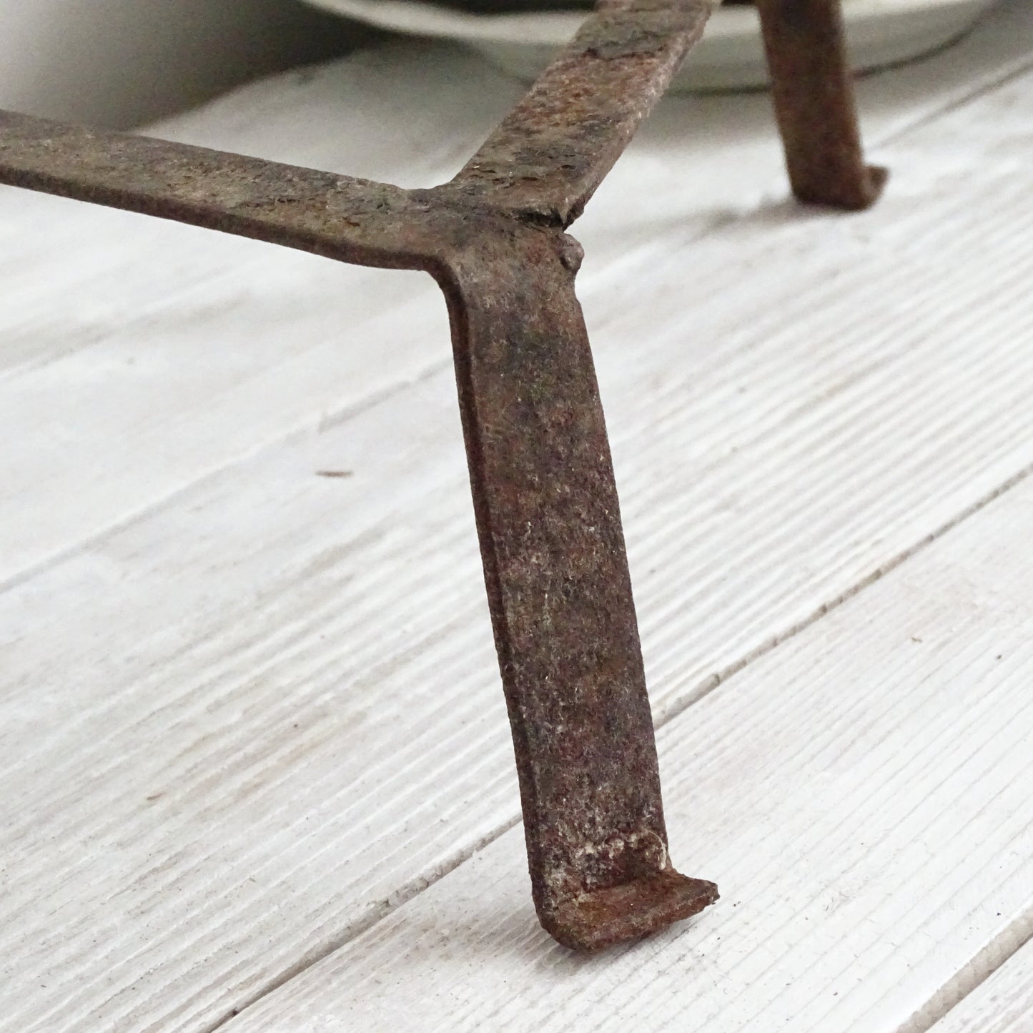 Antique Fireplace Metal Trivet, Hand Forged Iron, Primitive Cookware Tool, Hot Pot Stand