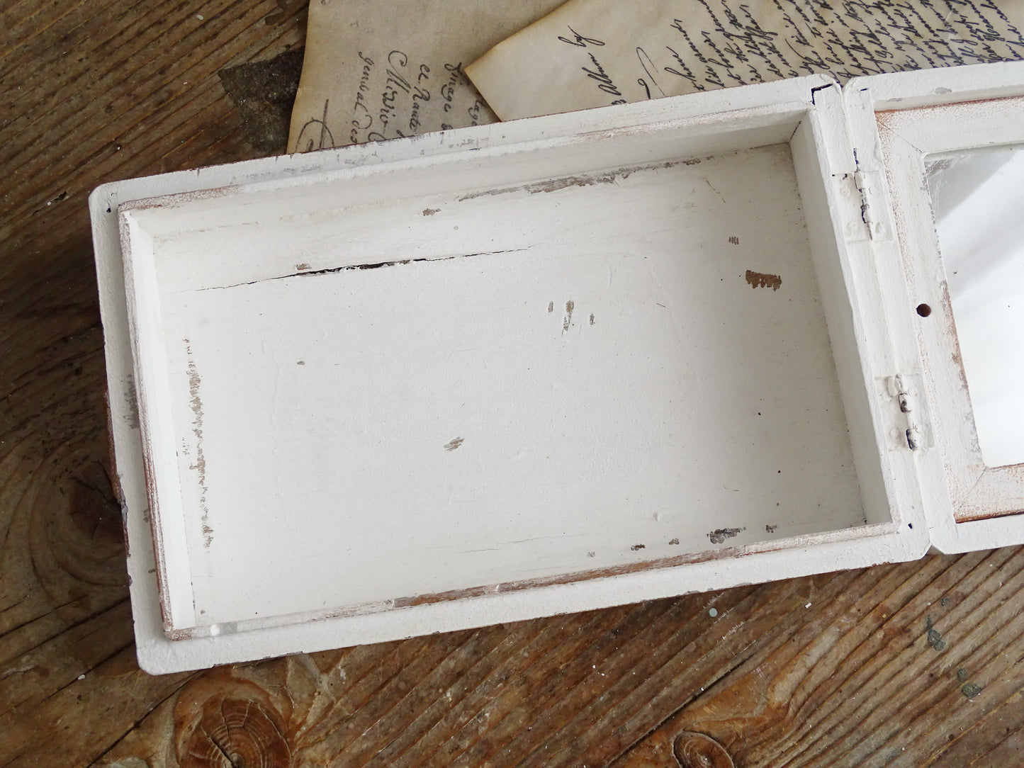 White Mirrored Wooden Box, Shaving Box