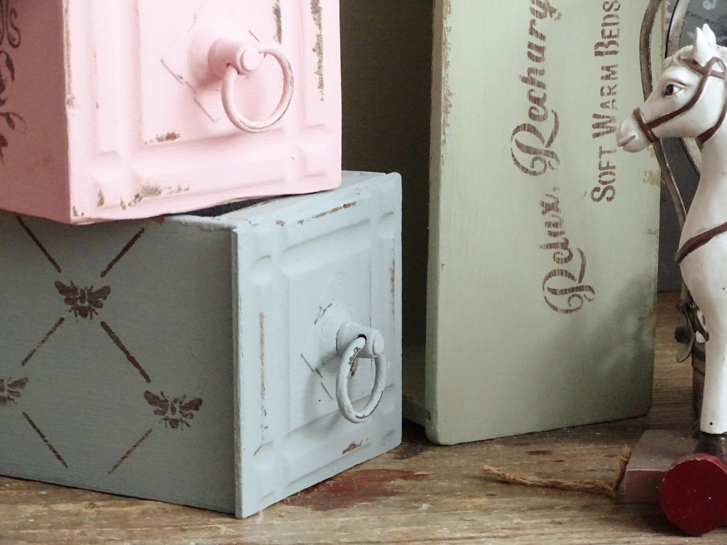 Sewing Machine Drawer, Distressed Wood Cabinet Drawer Tray, Tabletop Storage Display Box, Card File Desk Organizer