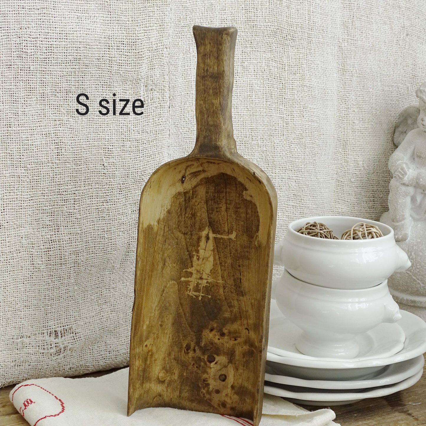 Antique Wood Grain Scoop, Carved Wood Grain Shovel, Grain Ladle, Wood Flour Scoop, Primitive Antiques, Rustic Farmhouse Decor Farm Hand Tool