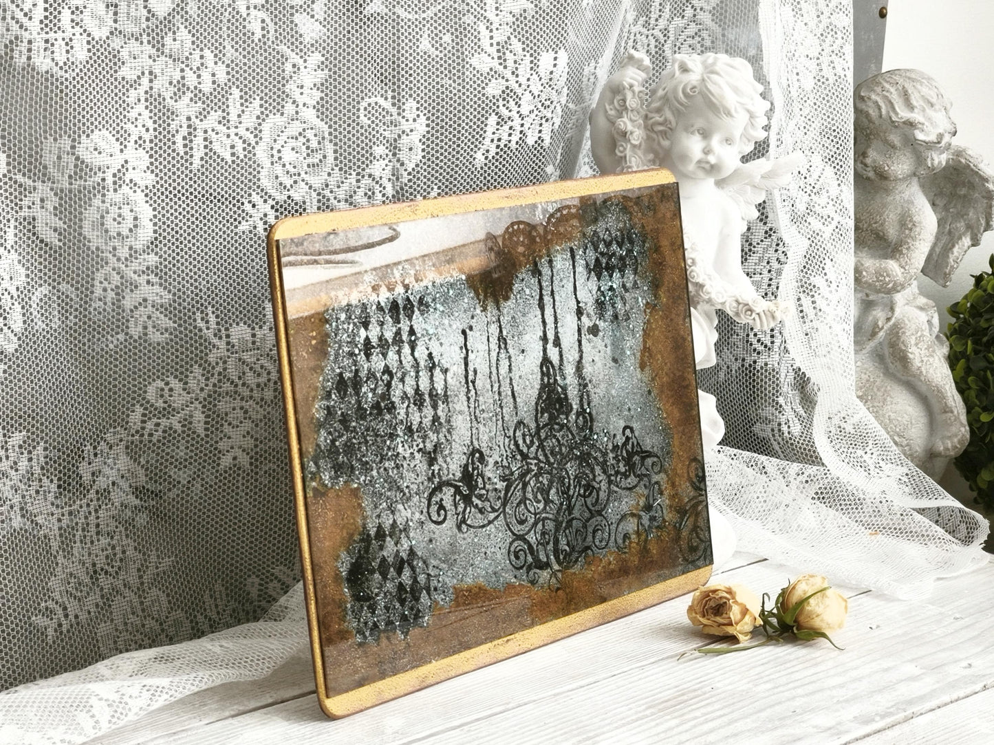 Handmade Distressed Gothic Wall Mirror, Hand Silvered, Antiqued