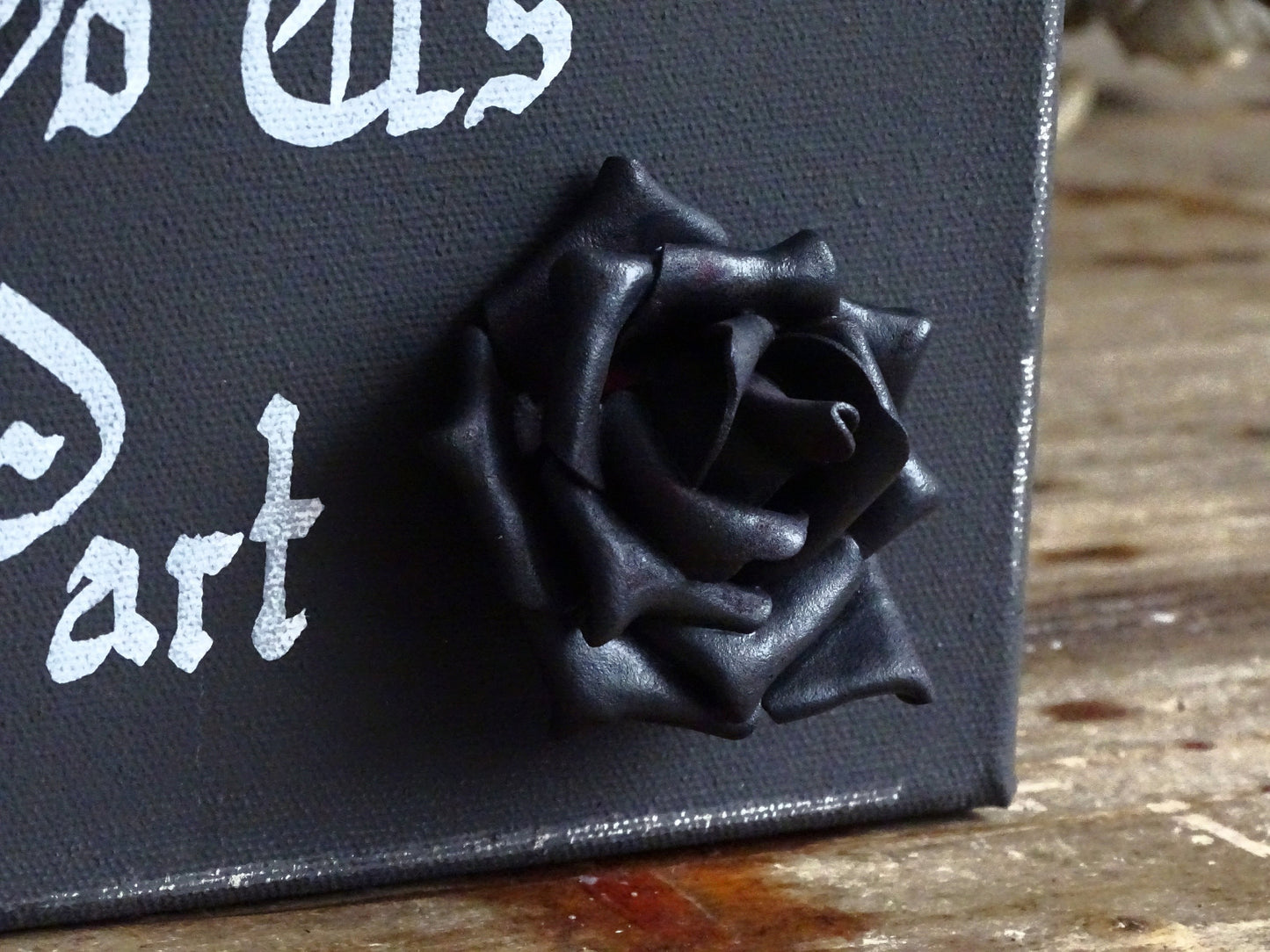 Till Death Do Us Part Black Roses Sign, Gothic Original Artwork on Canvas, Hand Painted, Hand Lettered
