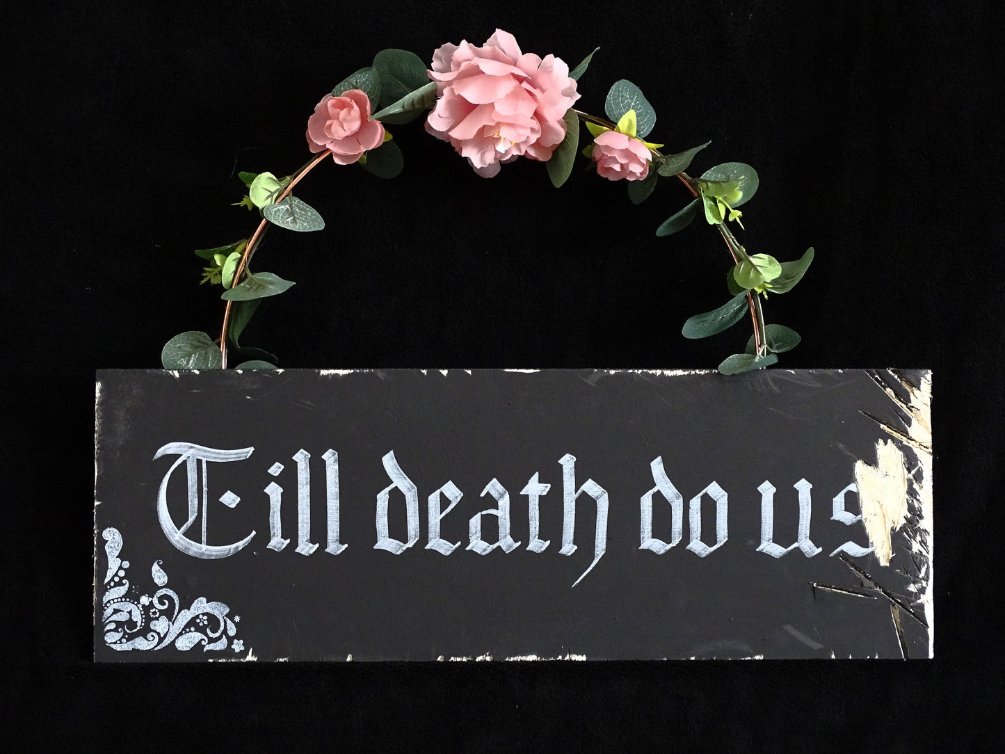 TILL DEATH DO us Part, Gothic Original Artwork on Wood, Hand Painted, Hand Lettered