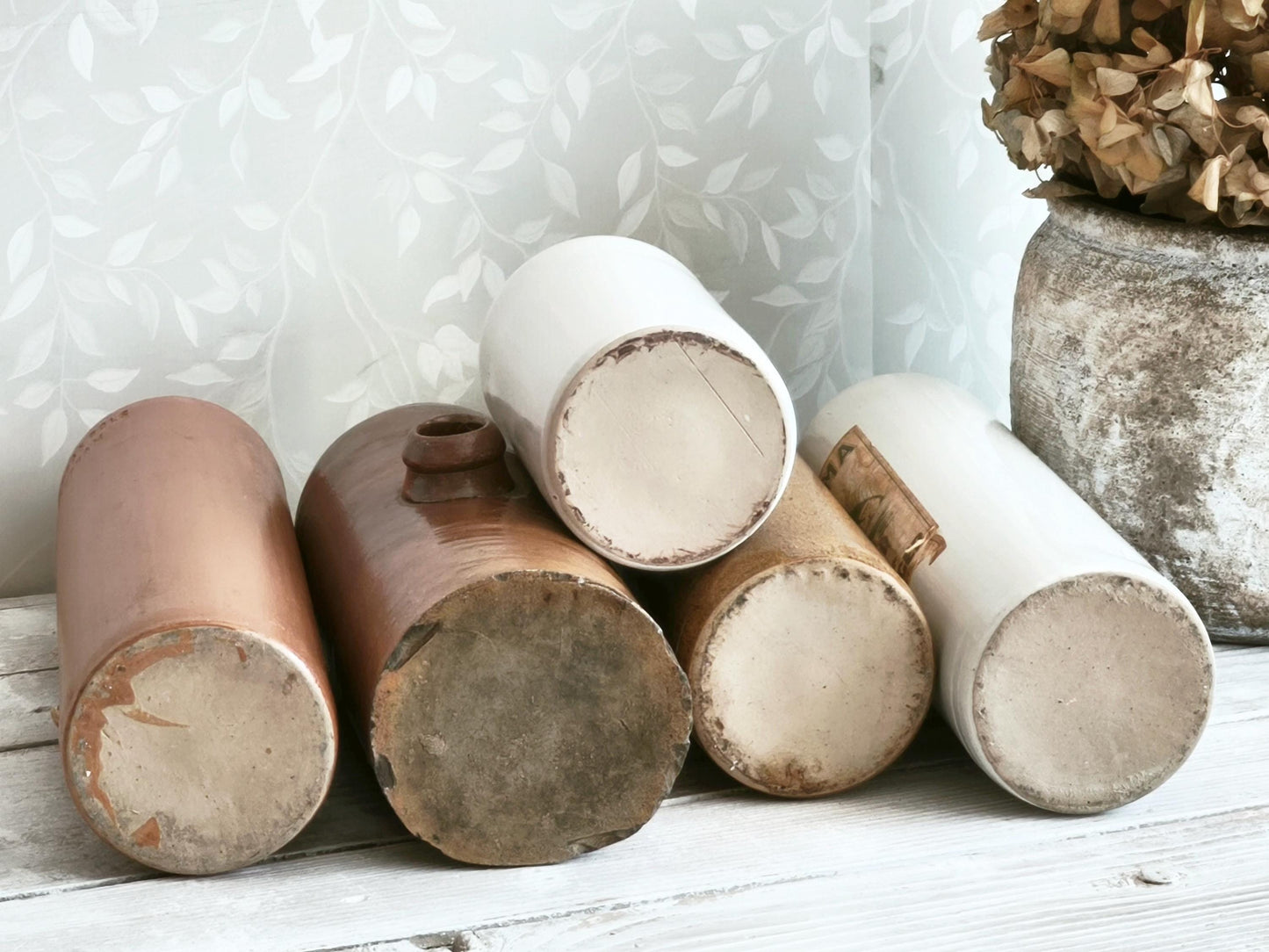 Antique Stoneware Bottle Salt Glazed, Ironstone Pottery Liquor Jar, Ceramic Vase, Hot Water Bottle, Bed Warmer, Modern Farmhouse Decor
