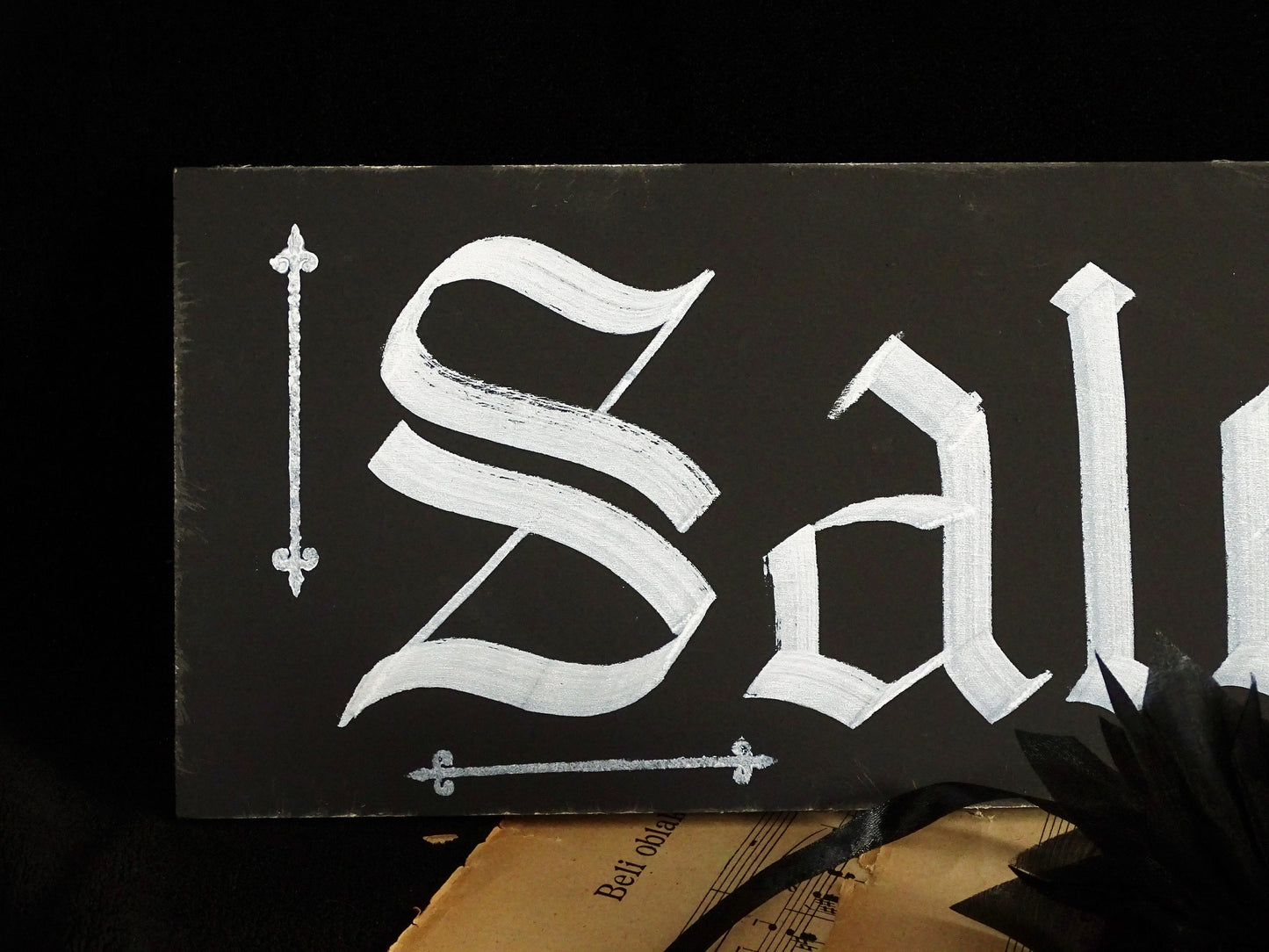 Salem Witch Gothic Original Artwork on Wood, Hand Painted, Hand Lettered