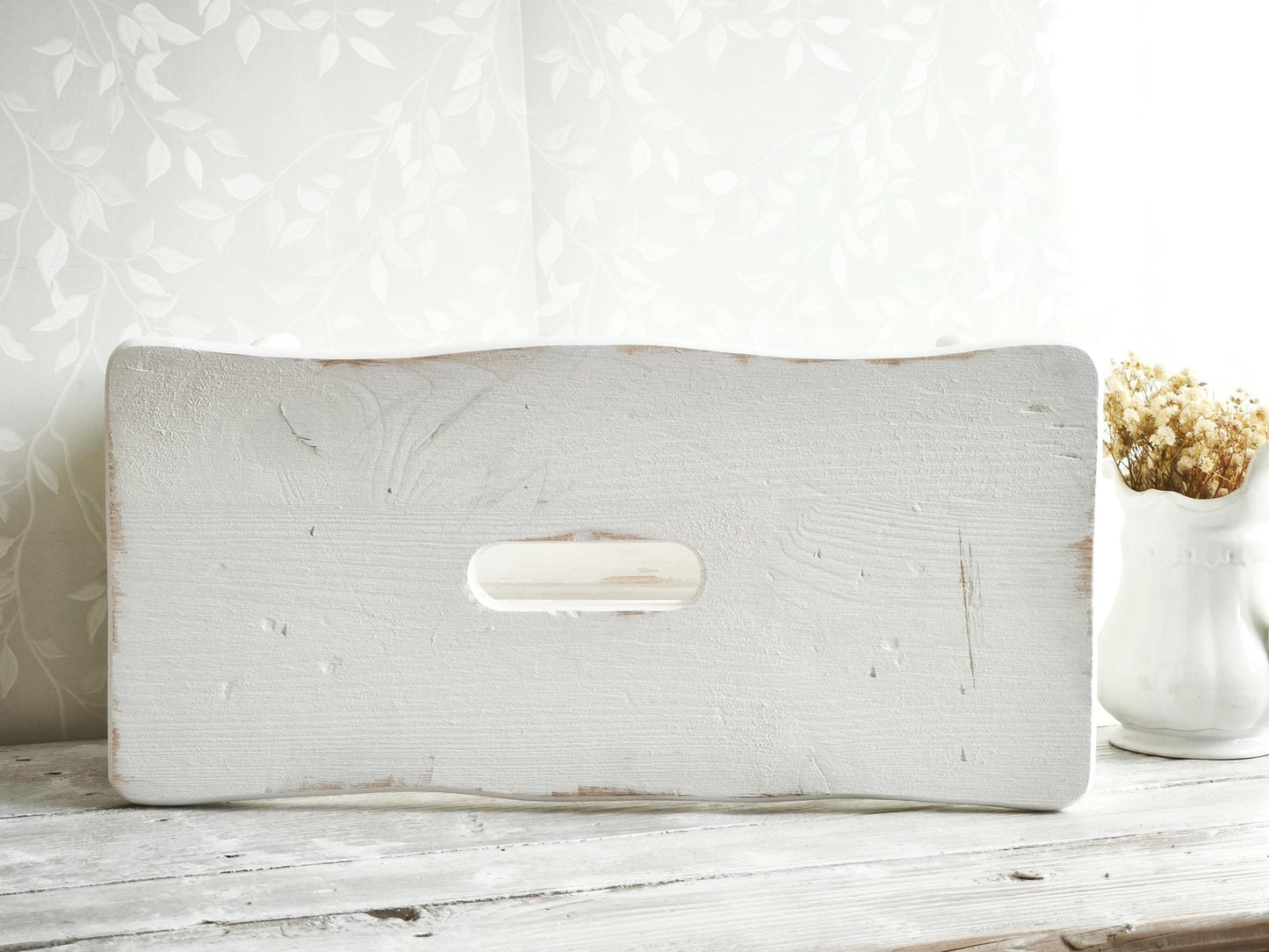 Primitive White Wood Step Stool: Rustic Modern Farmhouse Decor, Plant Stand