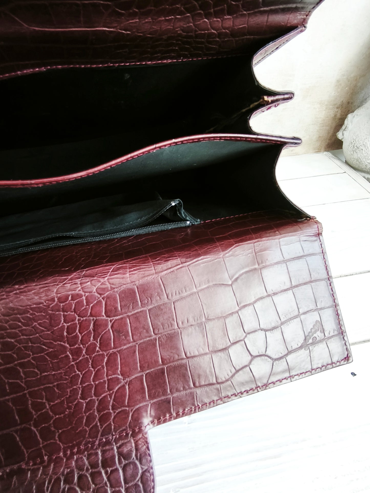 Maroon Embossed Leather Briefcase, Attache Case, Office Business Bag, Laptop Coach Briefcase, Notebook Bag, Portfolio Messenger Bag