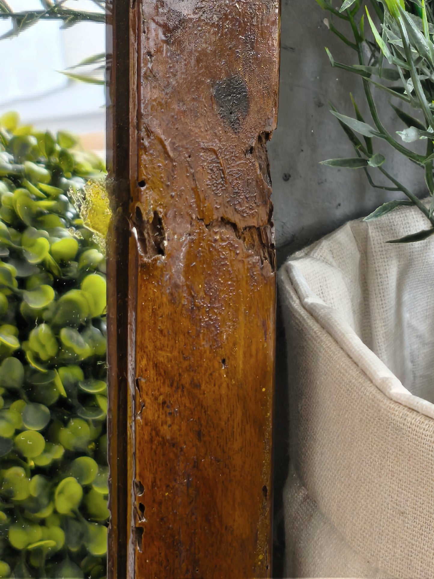 Antique Walnut Wood Wall Mirror, Primitive Wall Decor