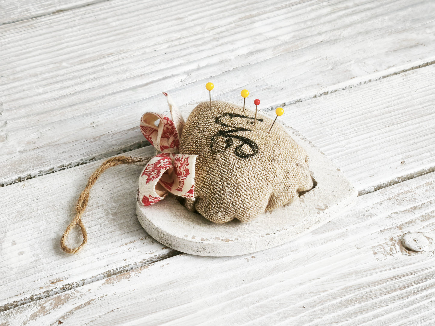 Handmade Pincushion of Antique Grainsack