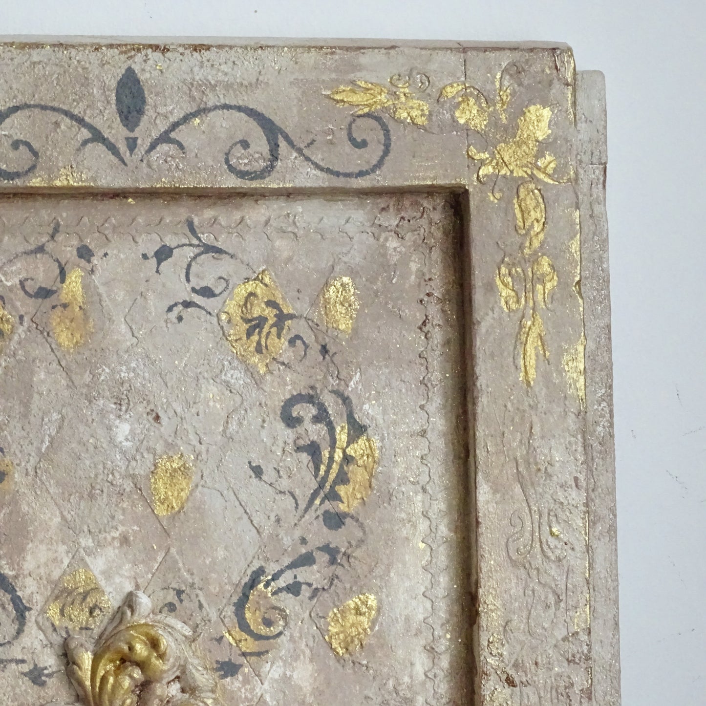Antique Wall Iron Candle Sconce on Wooden Plaque