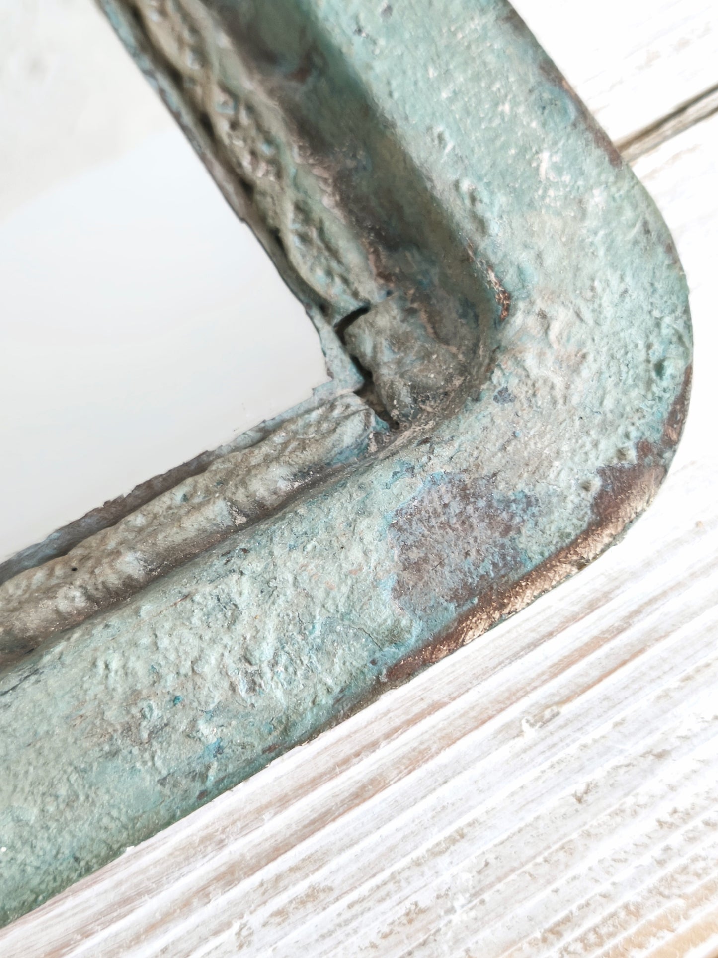 Romantic Blue Metal Wall Mirror With Floral Details And Hanging Ribbon, Distressed Shabby Chic Home Decor