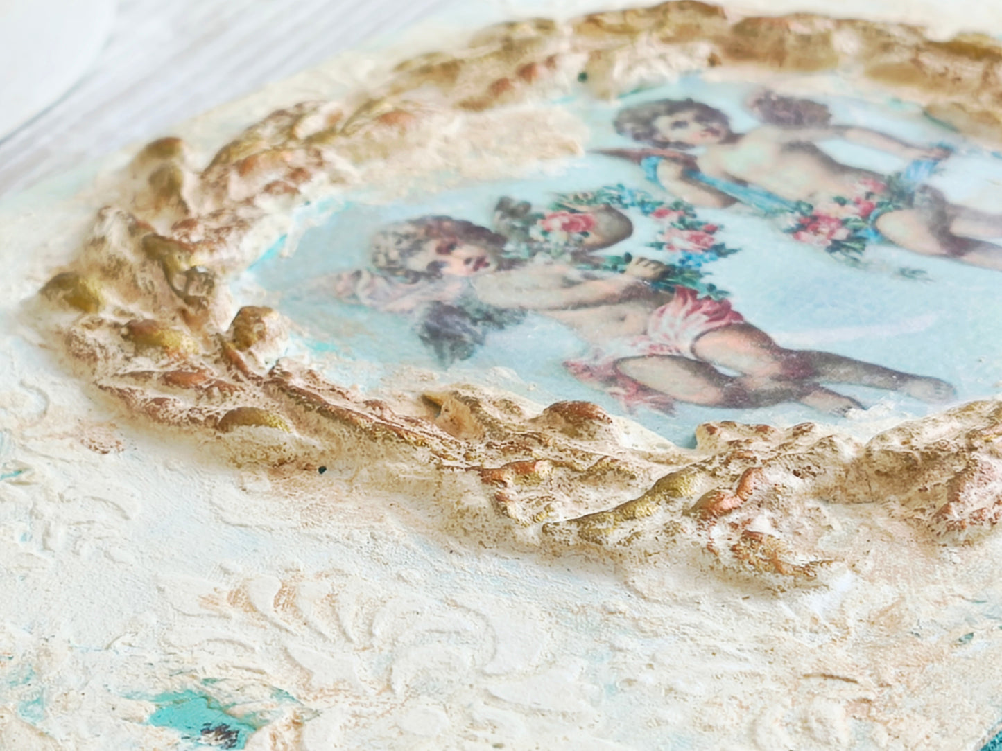 Pink or White Cherub Wall Plaque, Antique French Inspired Wall Decor