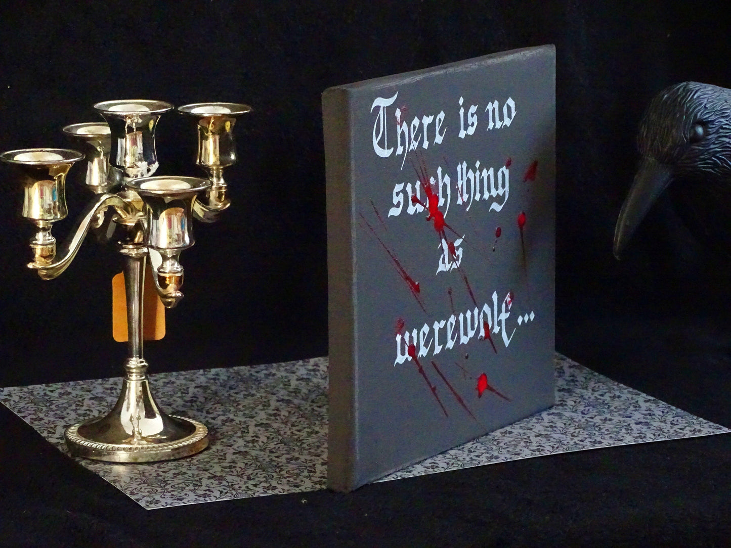 Gothic Werewolf Canvas Plaque, Hand-Lettered Horror Art
