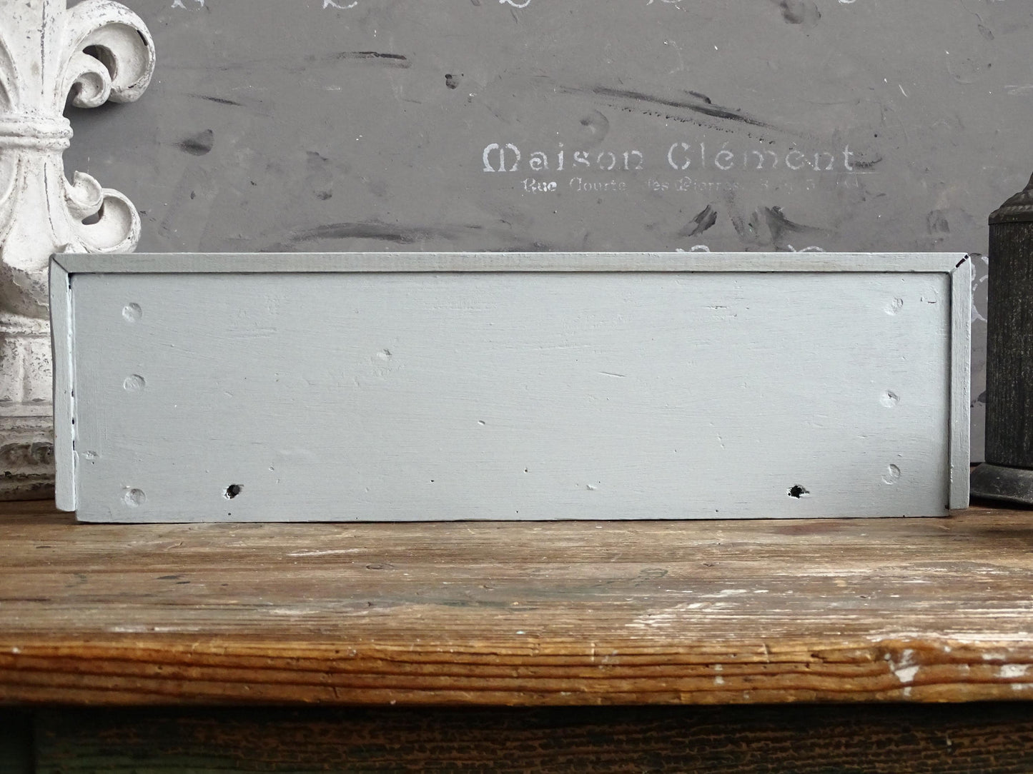 Blue 2-Tier Wood Corbel Wall Shelf with Pegs: Shabby Chic Spice Rack