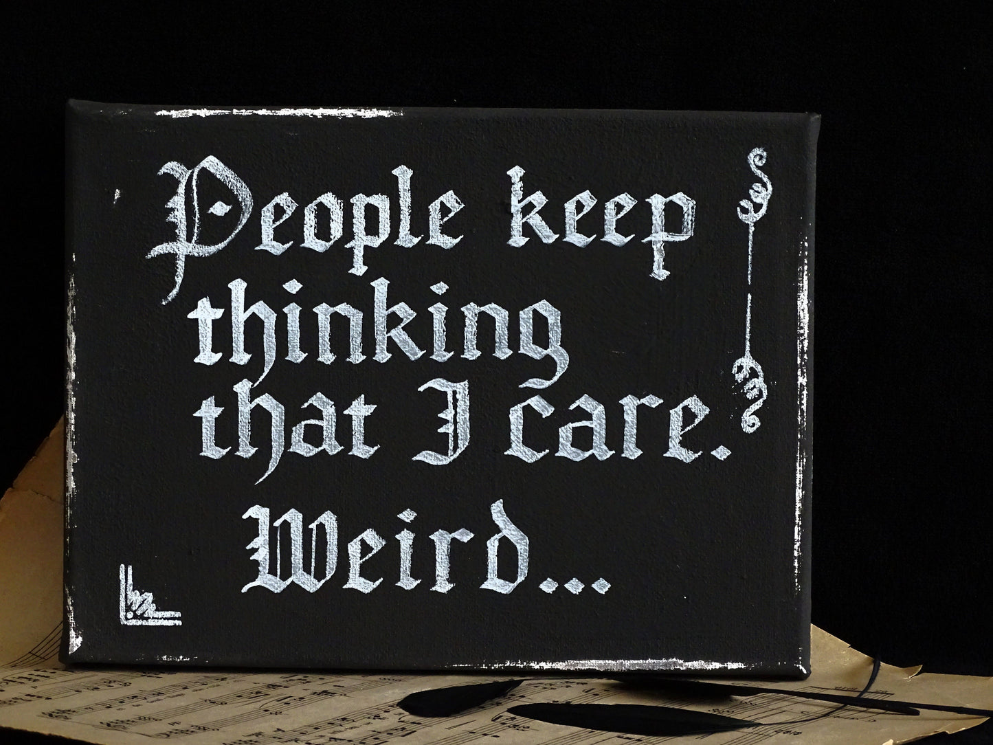 Morticia Addams Quote Art, Gothic Hand-Lettered Canvas Plaque