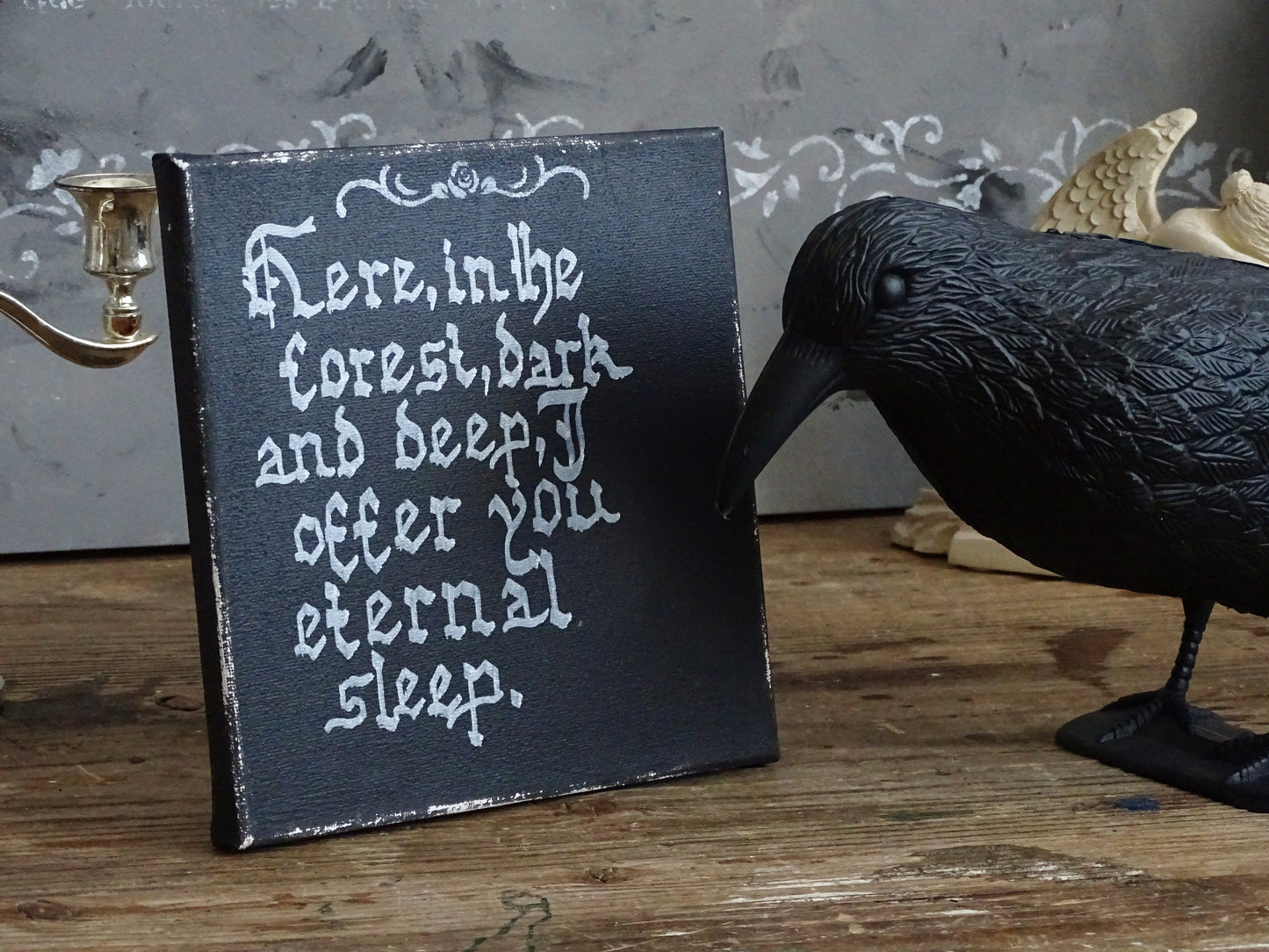Gothic Calligraphy Canvas Sign, Dark Academia Decor