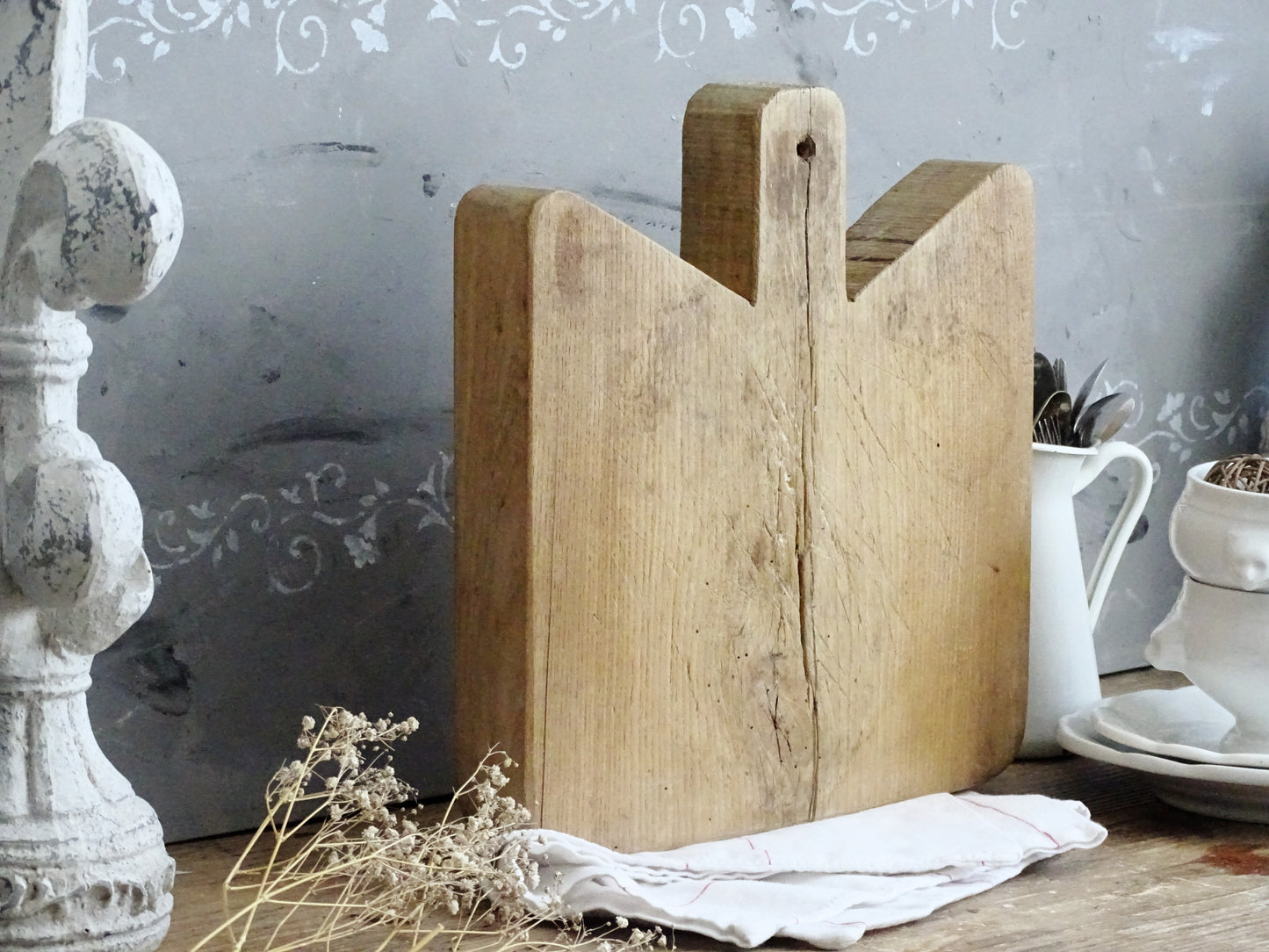 Rustic Chef Board, Herbs Chopping Board Handled, Butchers Block, Wooden Bread Or Cutting Board