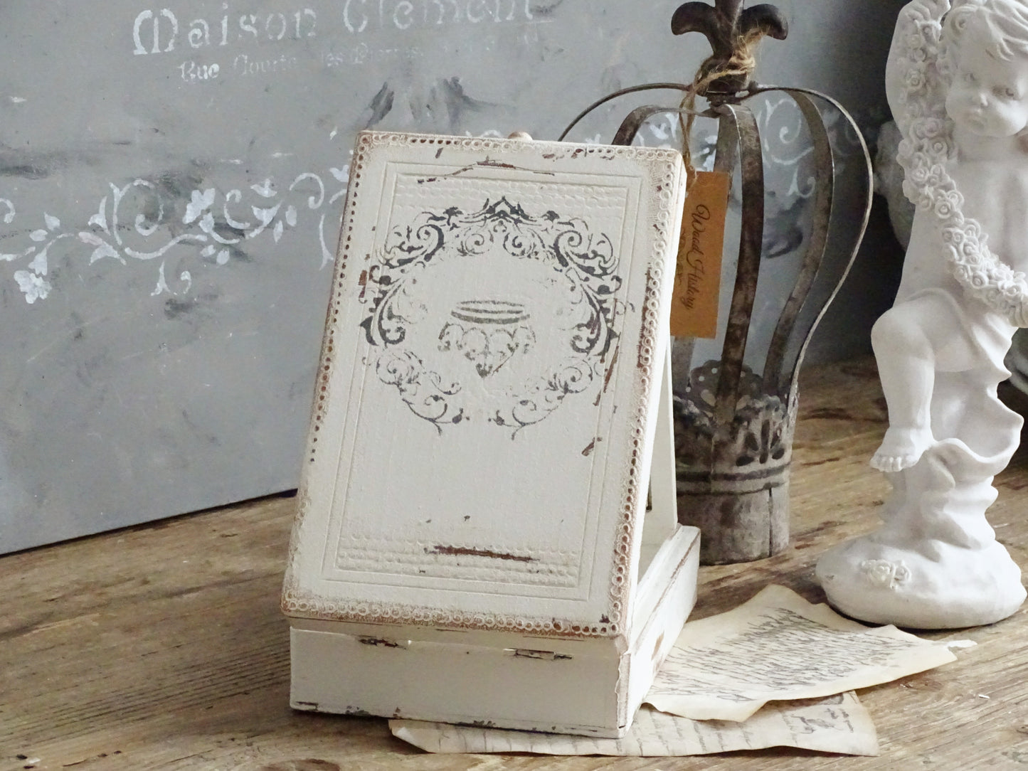 White Mirrored Wooden Box, Shaving Box