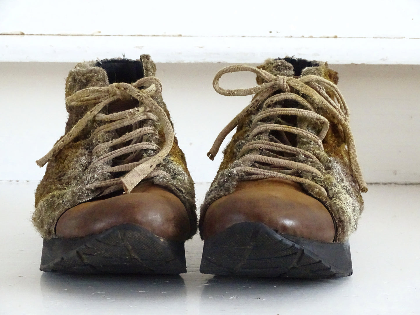 Papucei Leather Designer Shoes Sheep Fur, Chunky Shoes, Ankle Lace Up Boots, Booties, Shoes Women Men, US 9 EU 40 UK 6.5