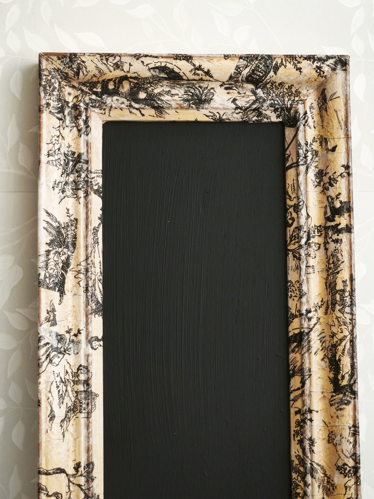 Antique Toile Framed Chalkboard, Message Board
