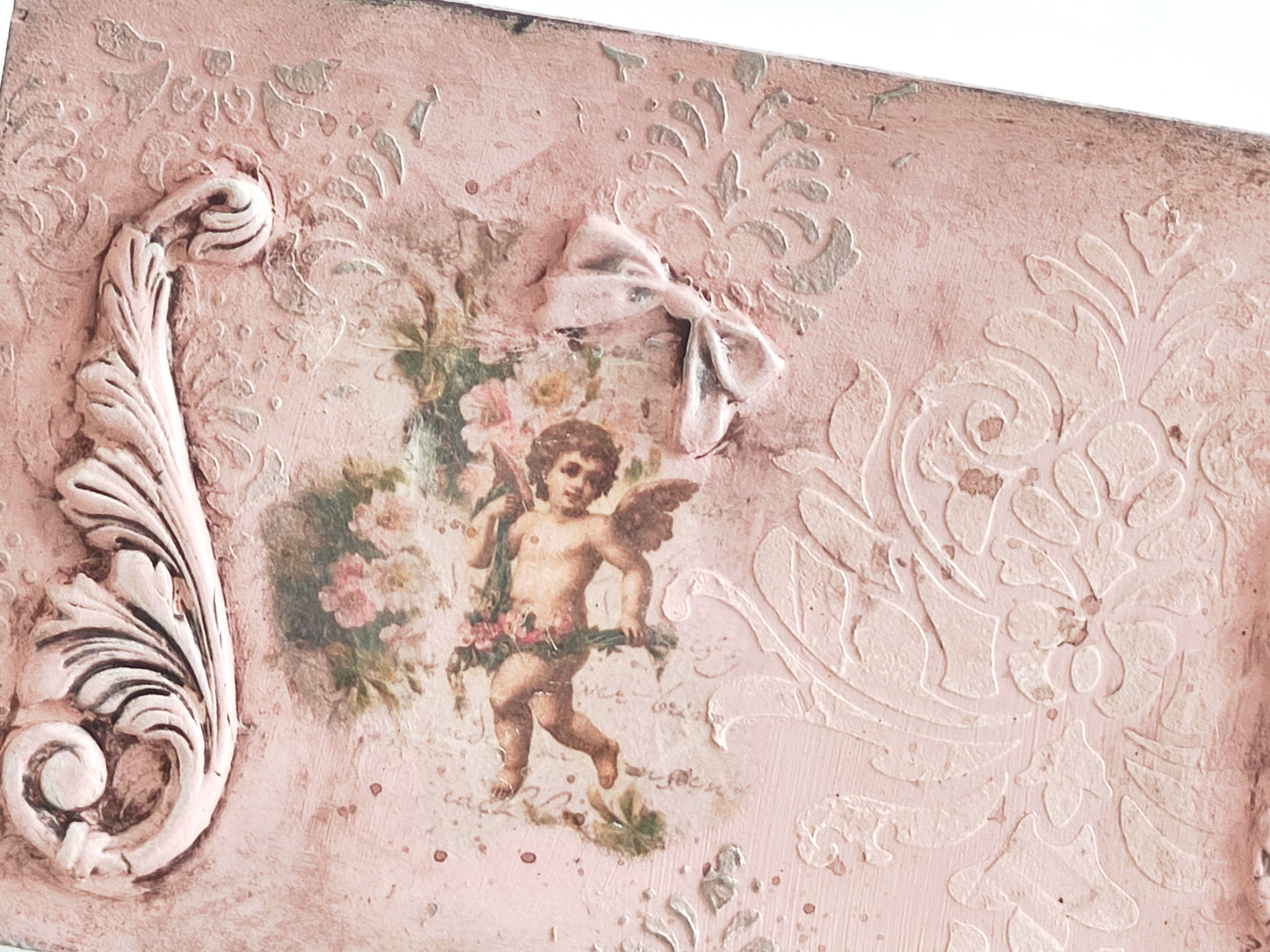 Pink or White Cherub Wall Plaque, Antique French Inspired Wall Decor
