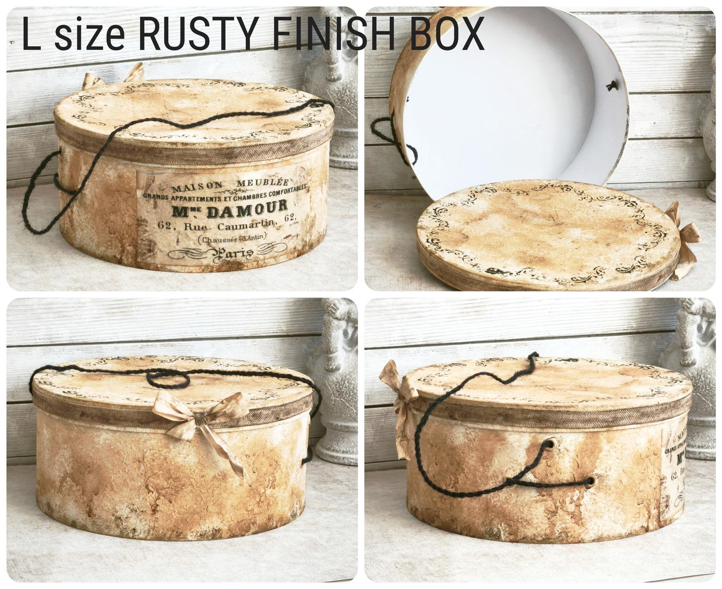 Shabby Chic Hat Box: Aged French Country Decor, Romantic Storage
