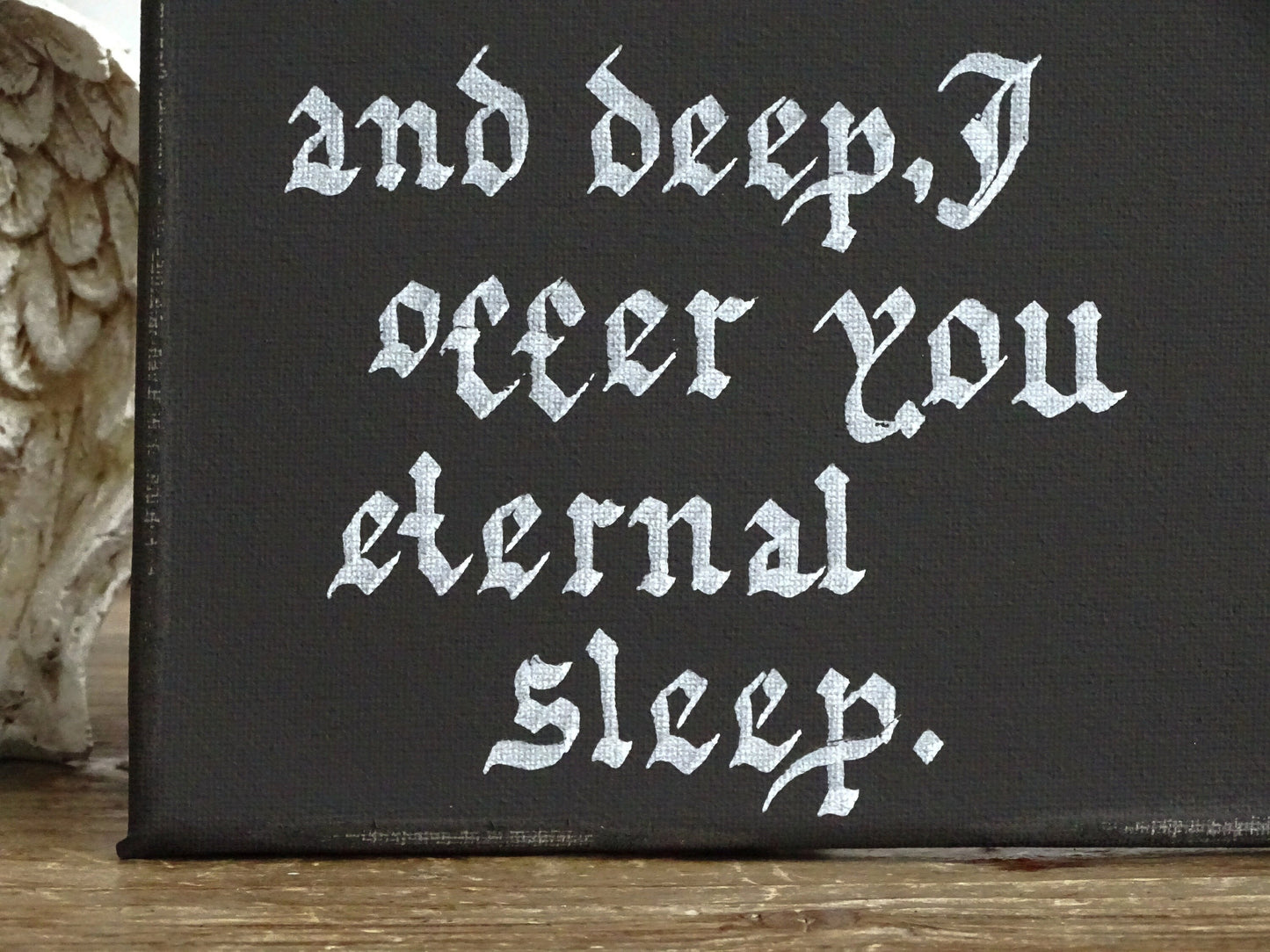 Gothic Calligraphy Canvas Sign, Dark Academia Decor