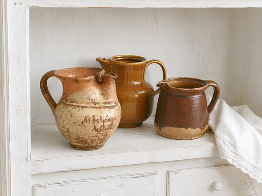 Antique Terracotta Pitcher Pot: Rustic French Confit Jar, Vase
