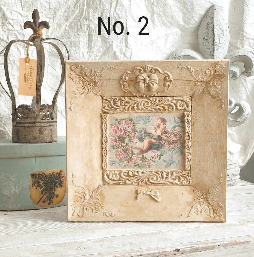 Putty Angel Cherub Wall Panel, French Decor, Cherub Picture, Shabby Chic Decor, Ornate Antique Style Cherub Wall Plaque