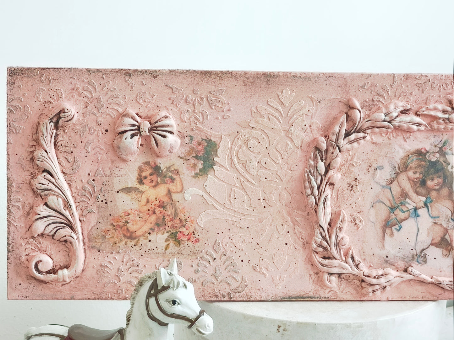 Pink or White Cherub Wall Plaque, Antique French Inspired Wall Decor