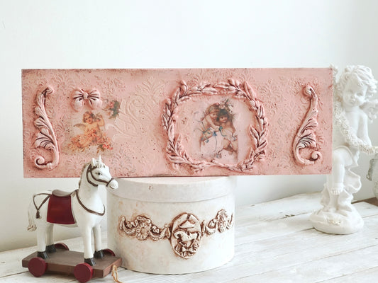 Pink or White Cherub Wall Plaque, Antique French Inspired Wall Decor