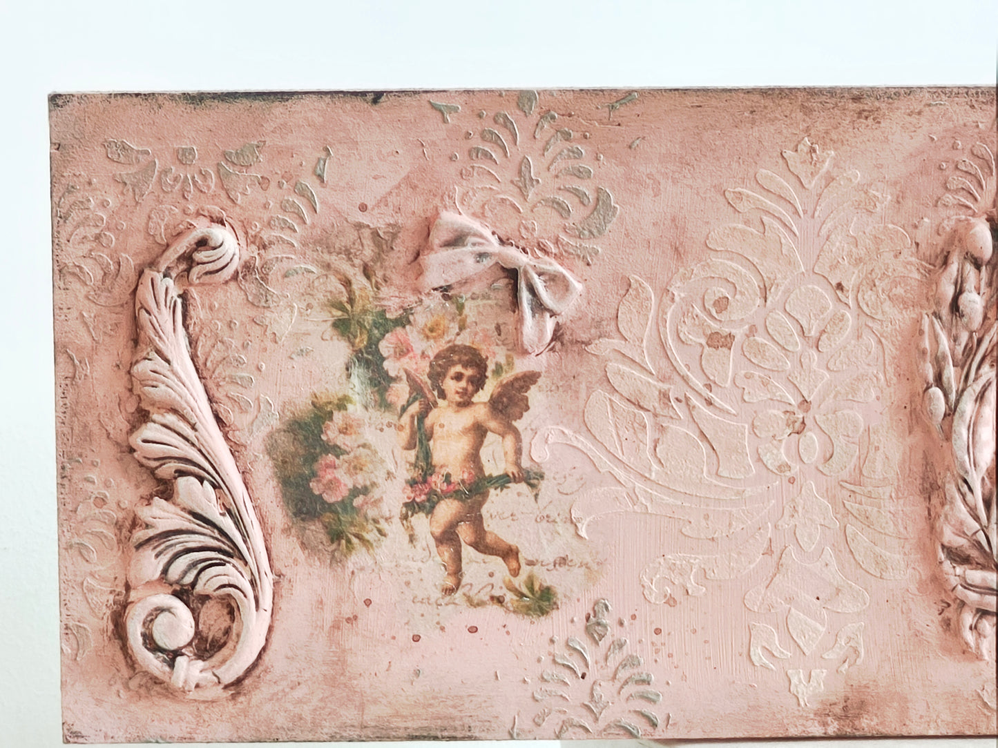 Pink or White Cherub Wall Plaque, Antique French Inspired Wall Decor