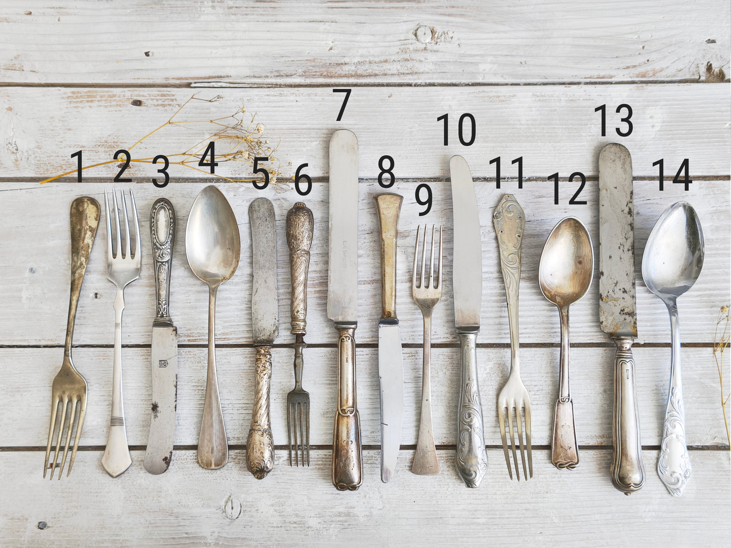 Antique Mismatched Silverplate Cutlery, Silverware Flatware, Food Photo Prop, Wedding Table