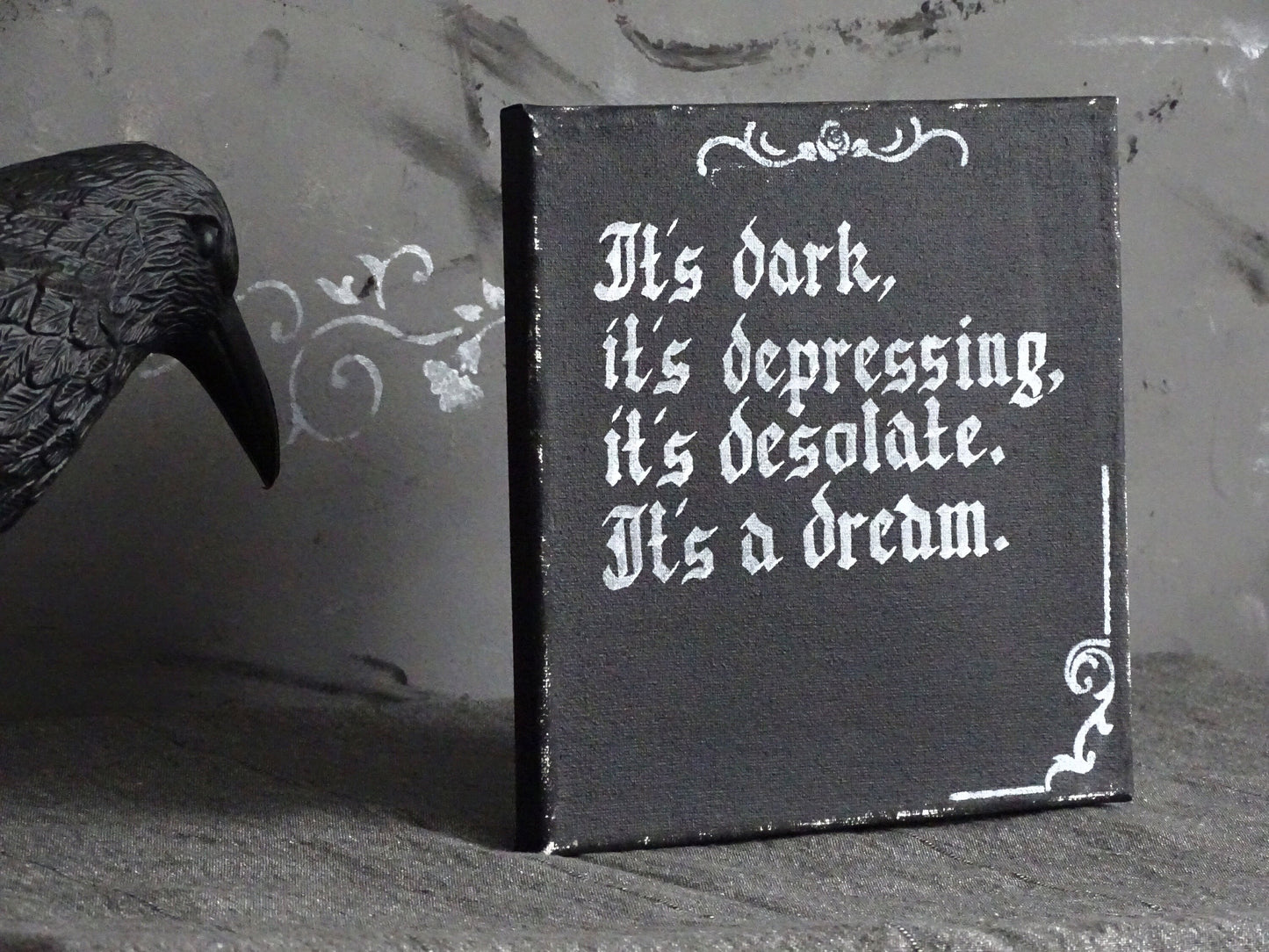 Addams Family Quote Gothic Canvas Art, Hand Lettered
