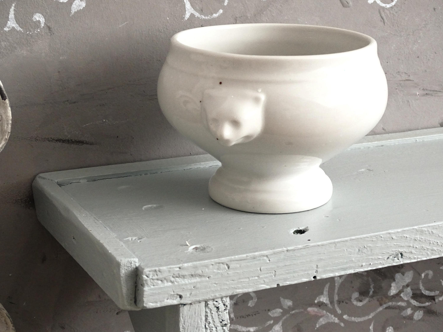 Blue 2-Tier Wood Corbel Wall Shelf with Pegs: Shabby Chic Spice Rack