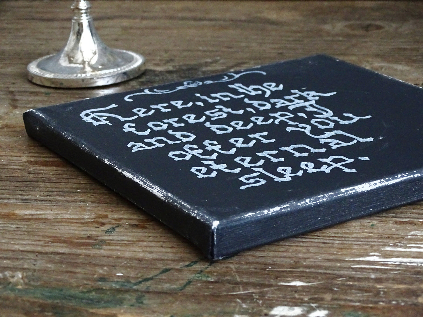 Gothic Calligraphy Canvas Sign, Dark Academia Decor