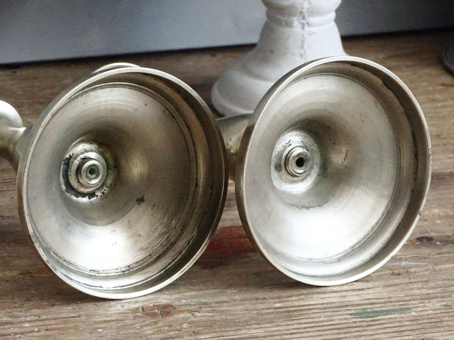 Pair 1870s Antique Silverplated Candlestick BMF, Tall Metal Candlestick Berndorf Metalware, Silver Candle Holders