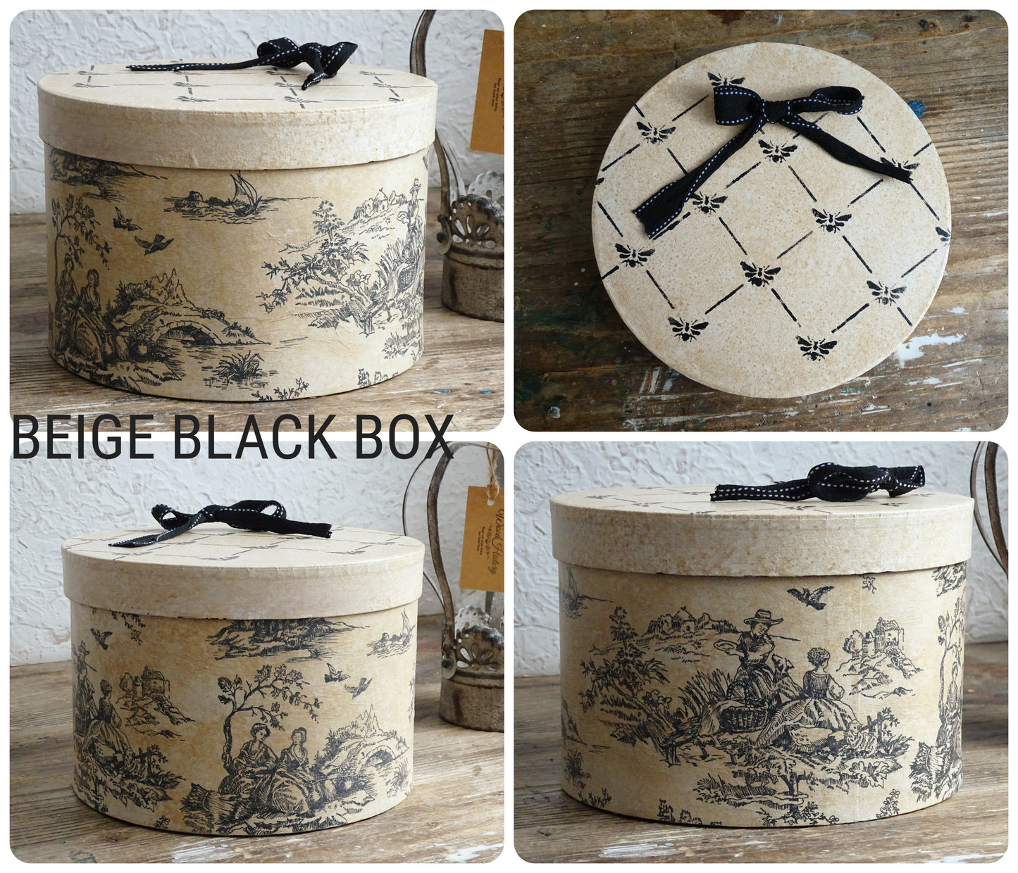 Shabby Chic Hat Box: Aged French Country Decor, Romantic Storage