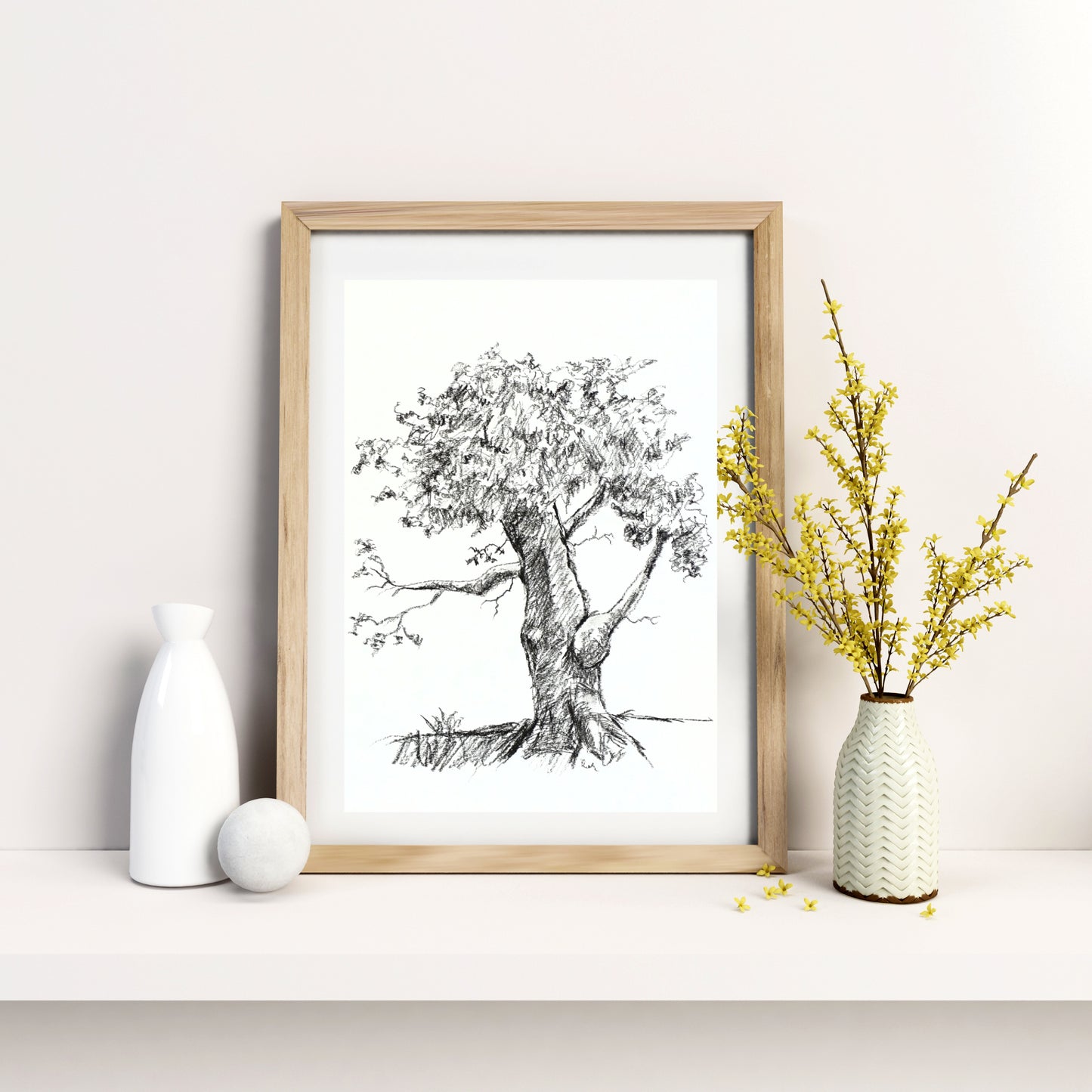 Tree Original Charcoal Drawing, Sketch