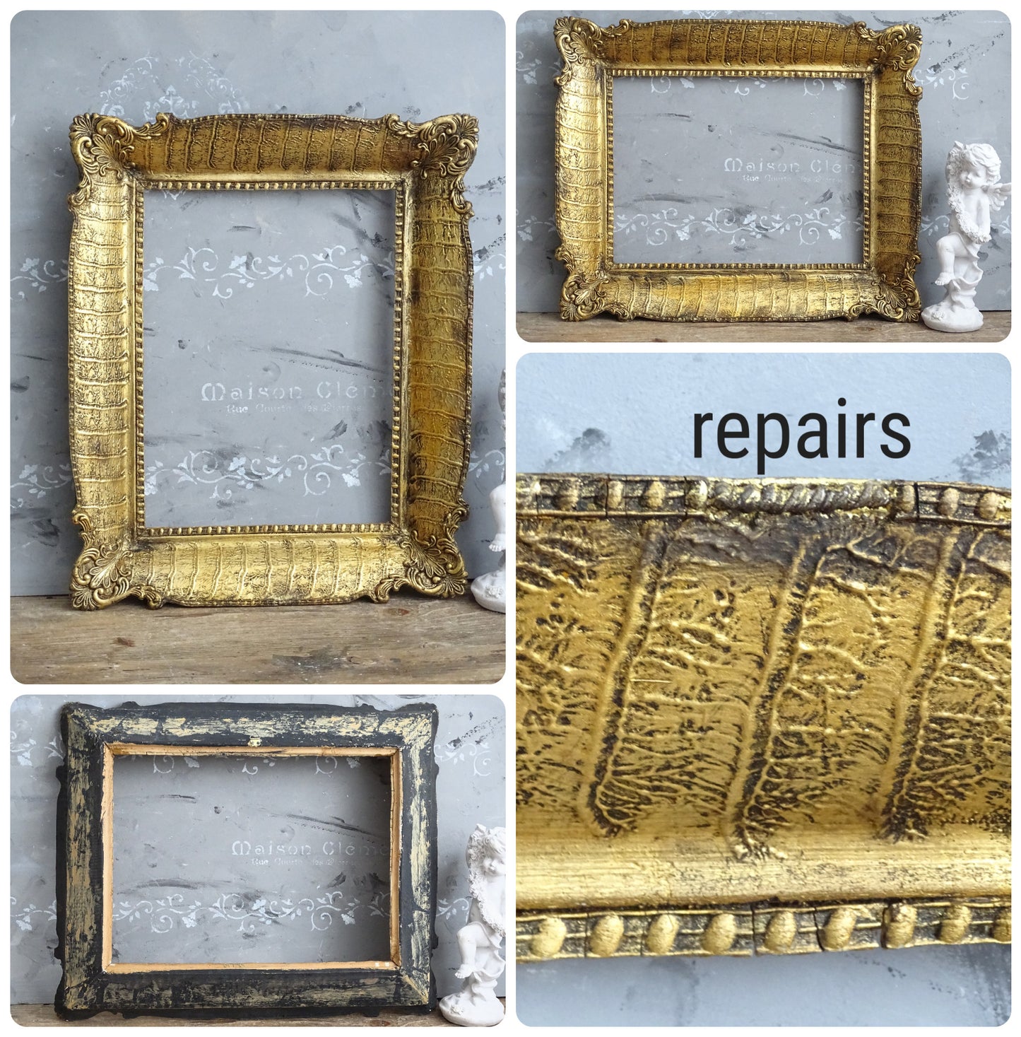 Large Ornate Gilt Wood Picture Frame: Hollywood Regency Wall Deco, Oval or Rectangle Gold Frame