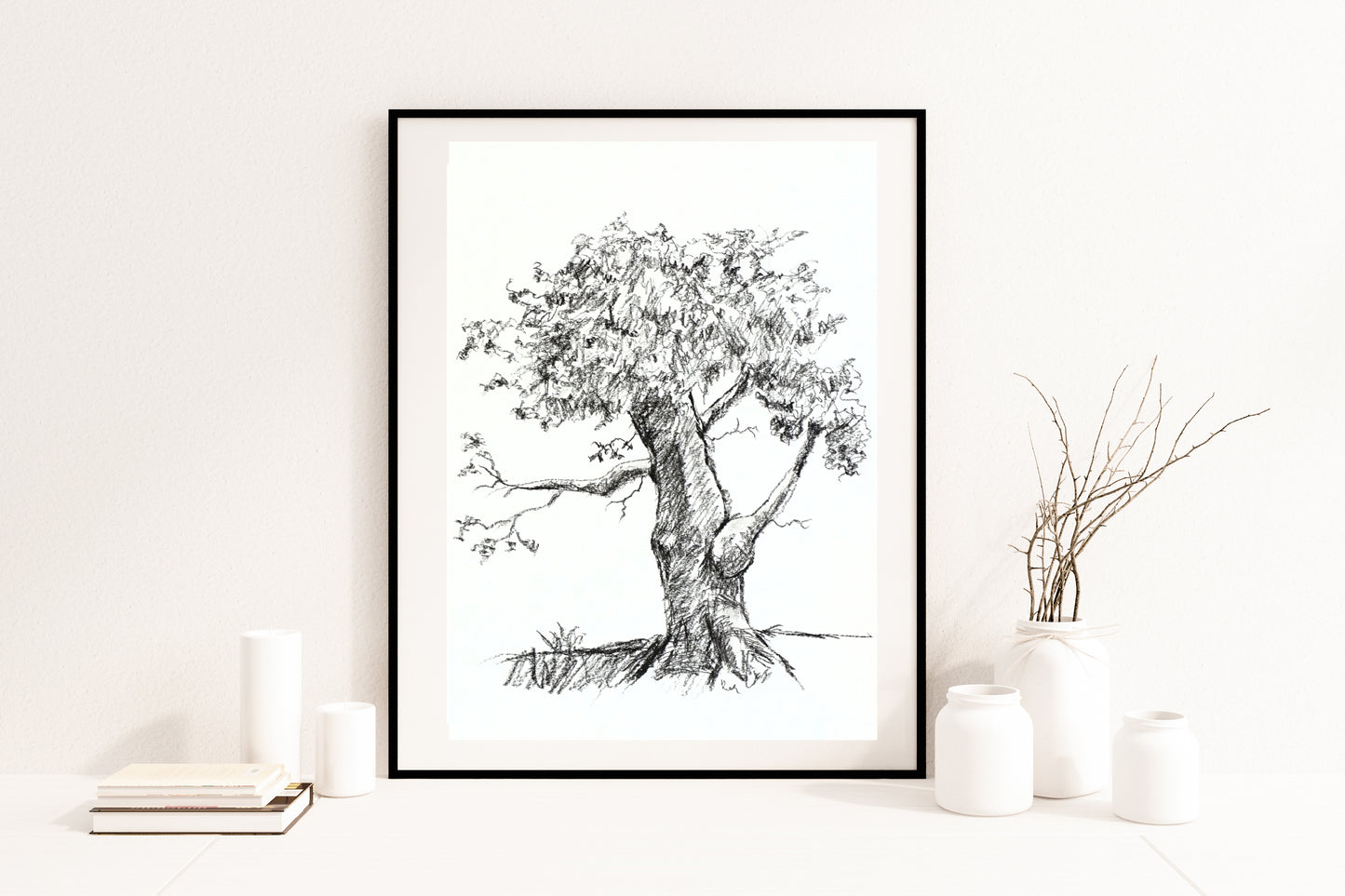 Tree Original Charcoal Drawing, Sketch