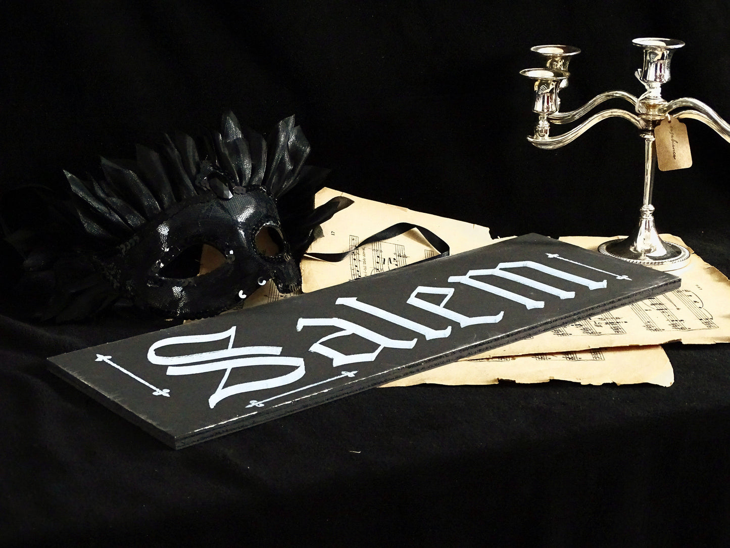Salem Witch Gothic Original Artwork on Wood, Hand Painted, Hand Lettered