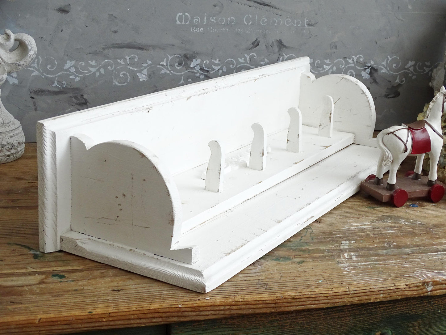 White Wall Coat Rack Shelf Brackets 5 Wood Shaker Peg Rail Rack Shabby Chic Wall Mount Bathroom Towel Wall Rack 5 Pegs Entryway Furniture