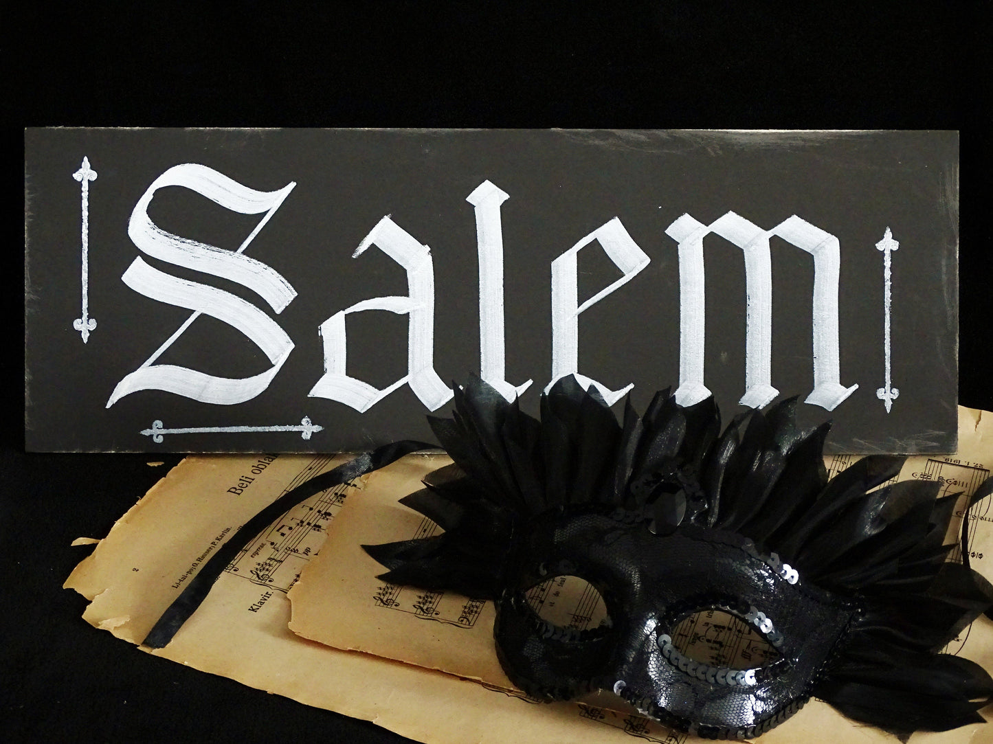 Salem Witch Gothic Original Artwork on Wood, Hand Painted, Hand Lettered