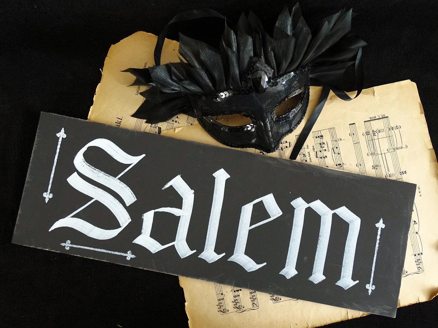 Salem Witch Gothic Original Artwork on Wood, Hand Painted, Hand Lettered